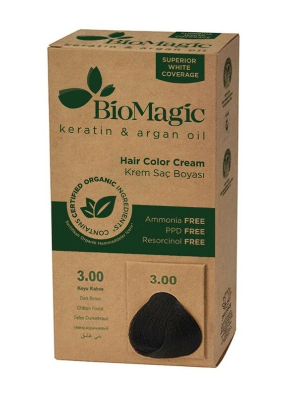 

Biomagic Keratin and Argan Oil Hair Colour Cream, 60ml, 3.00 Dark Brown