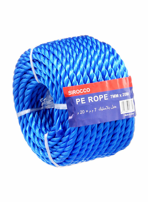 Sirocco Pe Rope Coil, 7mm x 20-Meter, Blue