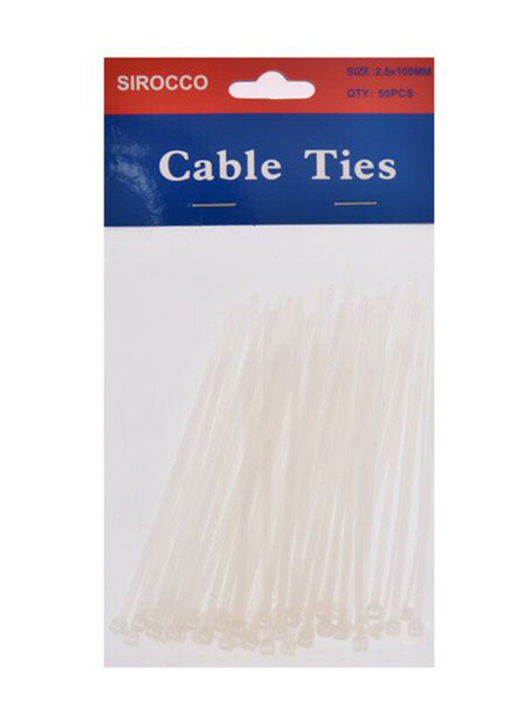 

Sirocco Cable Ties, WSH-504NA, 50 Pieces, White