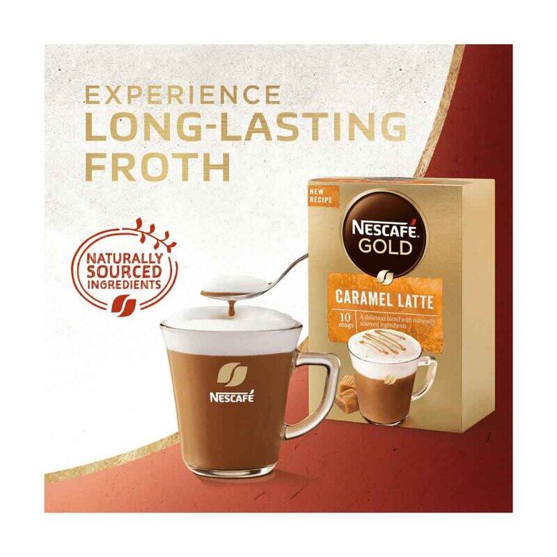 Nescafe Gold Caramel Latte Coffee, 10 x 17g