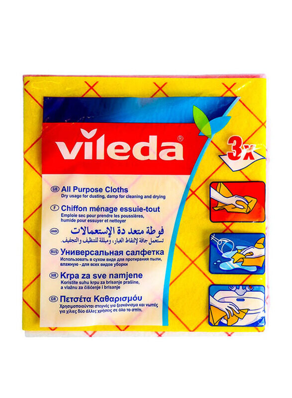 

Vileda All Purpose Cloth, Yellow, 3 Pieces