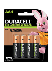 Duracell AA4 Rechargeable Battery, 4 Pieces, Multicolour