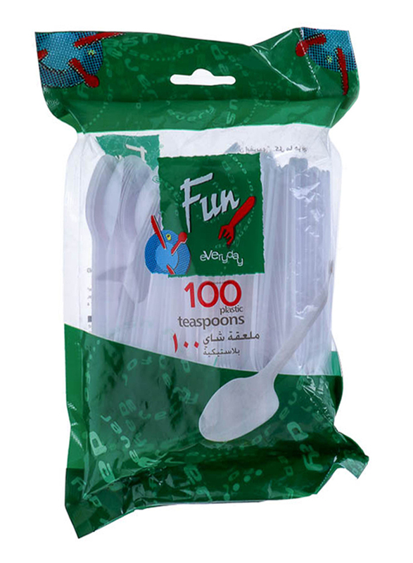 Faun 100-Pieces Plastic Tea Spoon, White