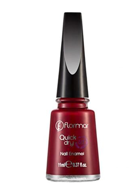 Flormar Quick Dry Nail Enamel, QD06 Fiery Red, Red