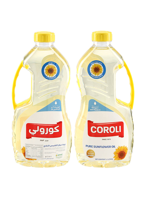 Coroli Pure Sunflower Oil, 2 x 1.5 Liters