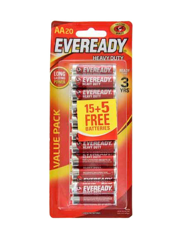 

Eveready AA Heavy Duty Batteries, 20 Pieces, Red