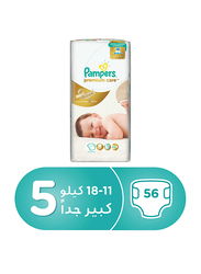 Pampers Premium Care Diapers Size 5, Junior, 11-18 kg, Jumbo Pack, 56 Count