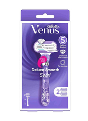 Venus Deluxe Smooth Swirl Razor Handle with Blades Refills, 2 Pieces