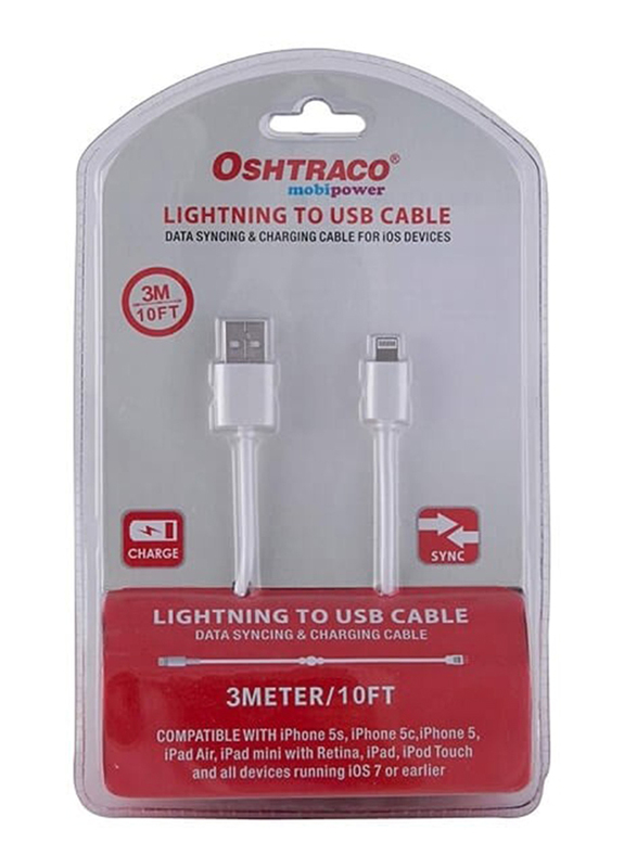 

Oshtraco 3-Meter iPhone Charging Cable, Lighting Cable to Usb Type C, White