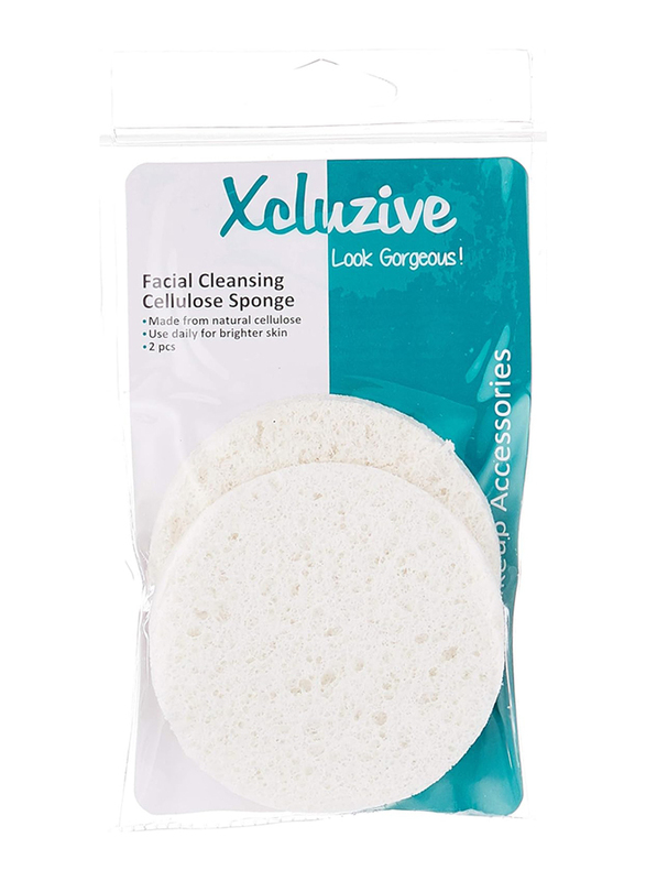 Xcluzive 2-Piece Round Facial Cleansing Cellulose Sponges, Multicolour