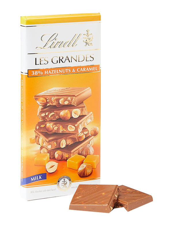 Lindt Les Grandes Milk Chocolate with Hazelnut & Caramel Bar, 150g