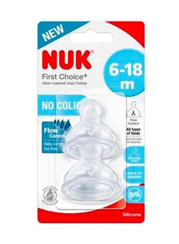 Nuk Anti-Colic Orthodontic Silicone Flow Control Nipple Set, 2 Pieces