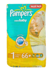 Pampers New Baby Diapers, Size 1, Newborn, 2-5 kg, Value Pack, 66 Count