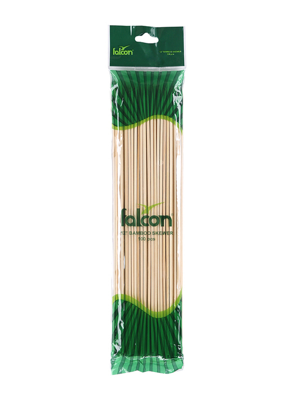 Falcon 12-inch Bamboo Skewers, 100 Pieces, Beige