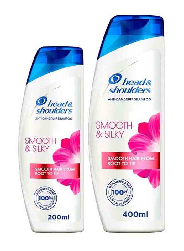 

Head & Shoulders Smooth And Silky Anti-Dandruff Shampoo for Dry And Frizzy Hair, 400ml + 200ml