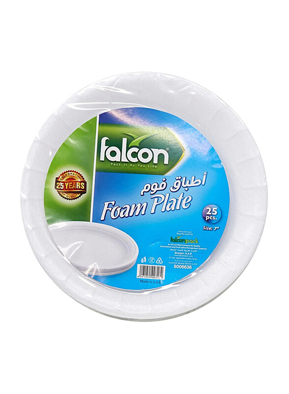 

Falcon 25-Pieces 8-inch Foam Plate, White