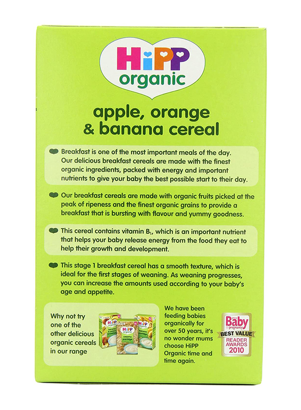 Hipp Organic Apple, Orange and Banana Cereal, 4 Piece x 160g