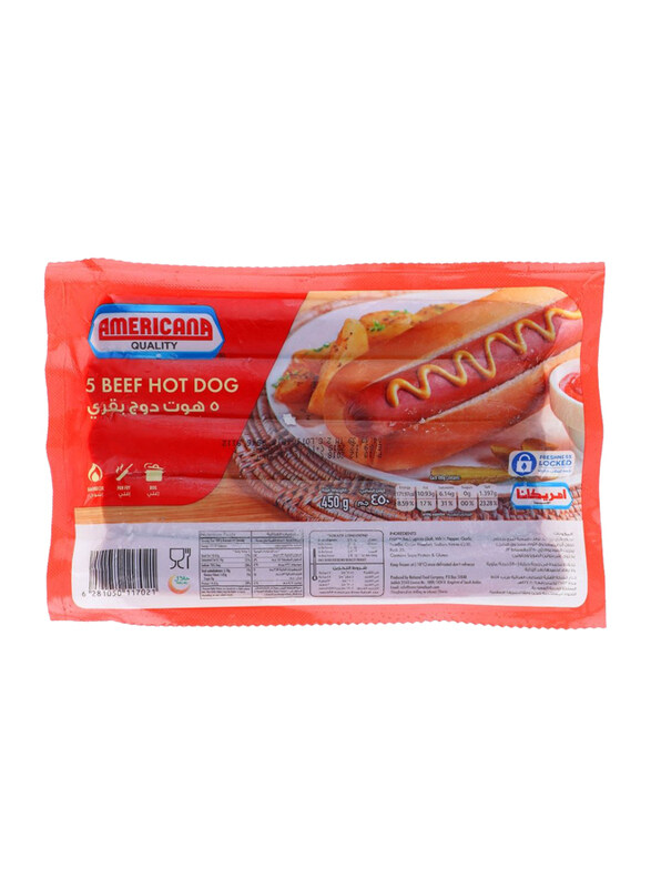 Americana 5 Beef Hot Dog, 450 grams