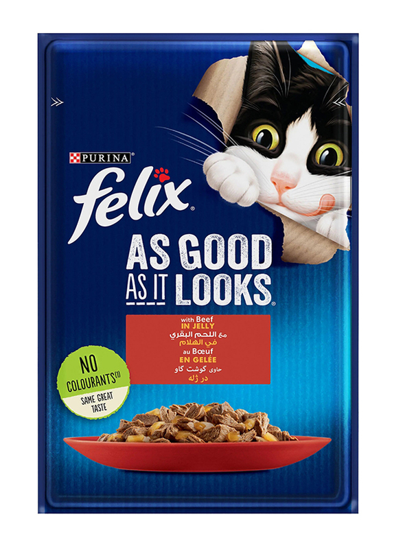 Purina Felix As Good As It Looks with Beef in Jelly White Wet Cat Food, 85g