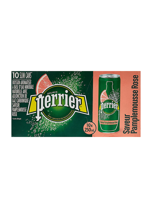 

Perrier Pink Grapefruit Flavored Carbonated Mineral Water, 10 Cans x 250ml