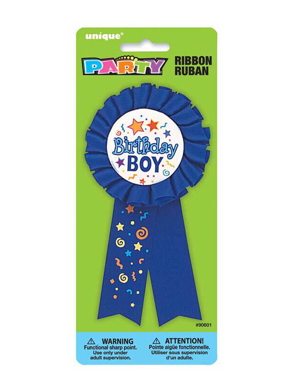 

Unique Birthday Boy Award Ribbon, Blue