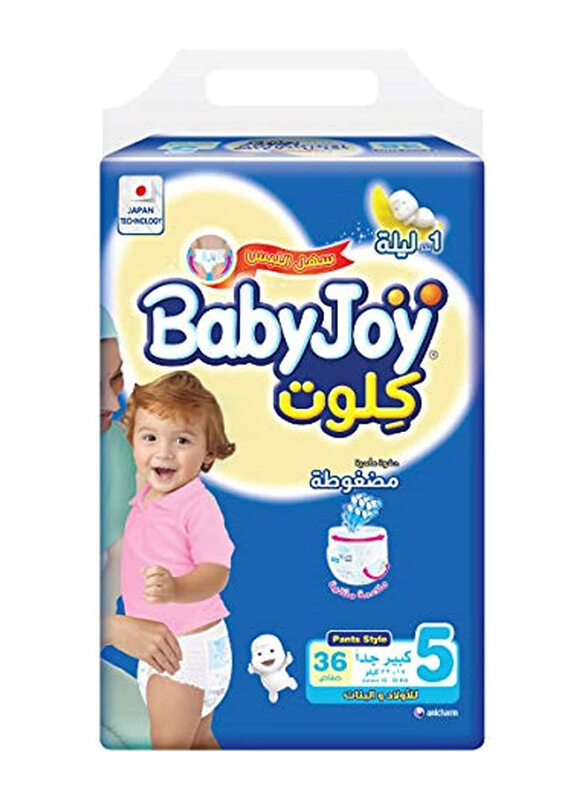 

Baby Joy Cullotte Pants Diapers, Size 5, Junior, 15-22 kg, Jumbo Pack, 36 Count