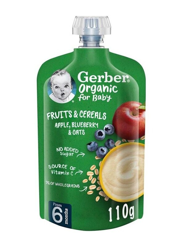 

Gerber Organic Fruits & Cereals Apple, Blueberry & Oats, 110g