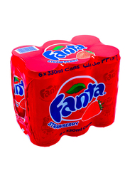 Fanta Strawberry Soft Drink, 6 Cans x 330ml
