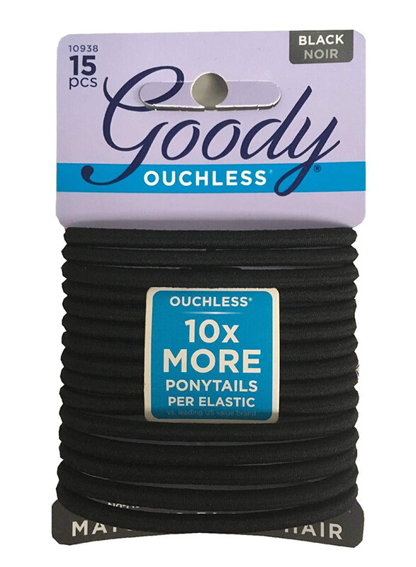 

Goody Ouchless Braided Elastic Hair Ties Set for All Hair Types, Black, 15 Pieces