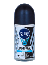 Nivea Invisible For Black & White Fresh Roll On Deodorant for Men, 50ml