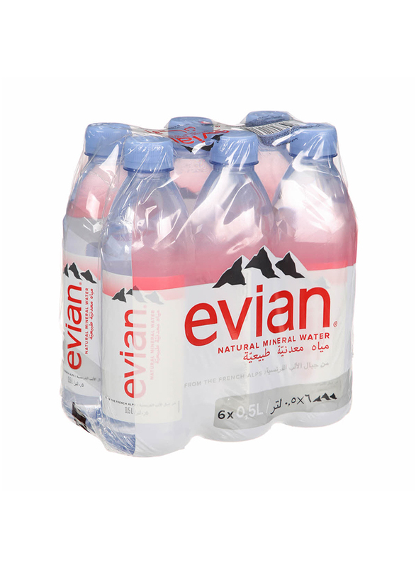 Evian Prestige Natural Mineral Water, 6 Bottles x 500ml