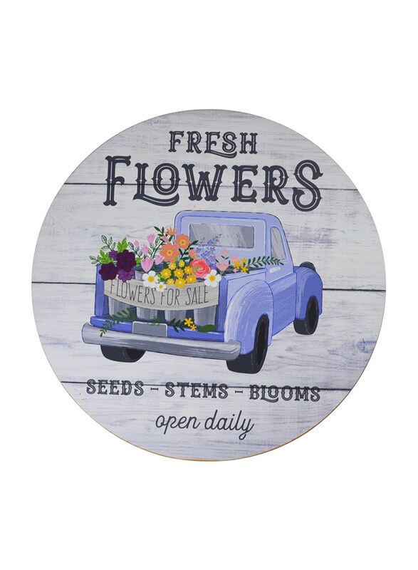 

Boston Warehouse Fresh Flowers Bamboo Lazy Susan, 12-inch, Grey/Blue