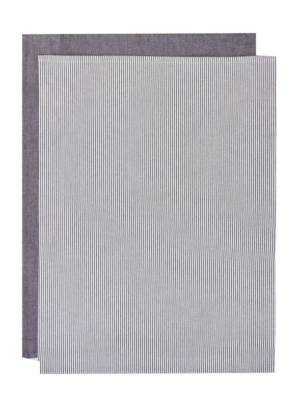 

Monoprix 2-Piece Striped and Mottled Tea Towels, Black/Grey