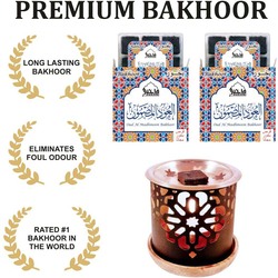 Dukhni 18-Pieces Oud Al Madhmoon Bakhoor, with Persian Exotic Bakhoor Burner, Black