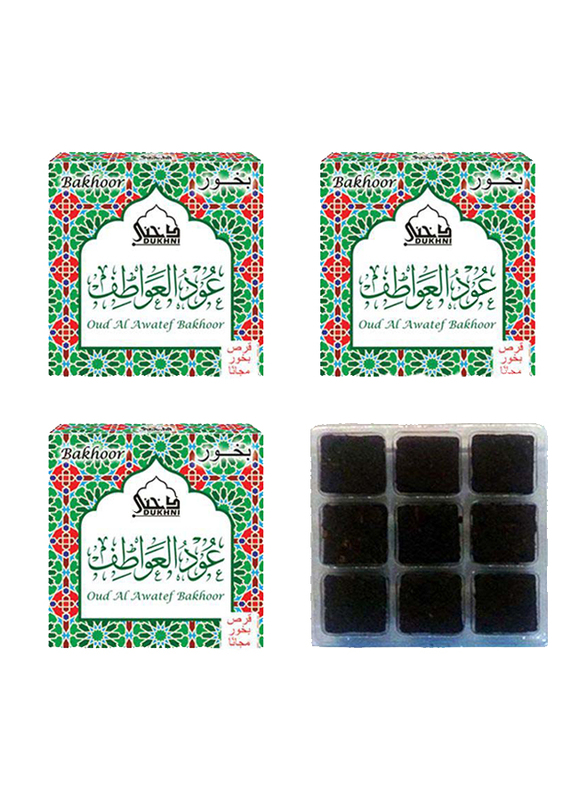 Dukhni 27-Pieces Oud Al Awatef Bakhoor Incense Sticks Set, Black