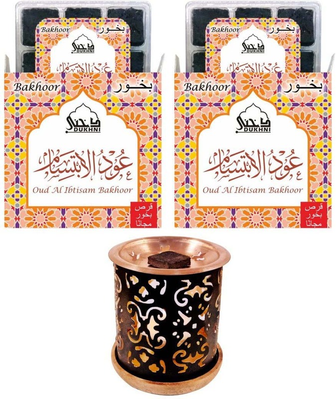 

Dukhni 18-Pieces Oud Al Ibtisam Bakhoor, with Taj Exotic Bakhoor Burner, Black