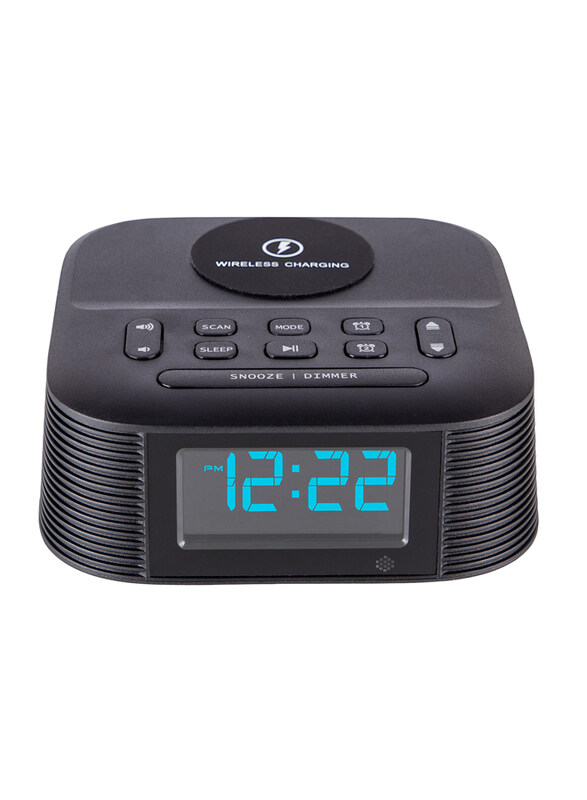 

Roomwell UK Vyro Wireless Charging with Digital Alarm Clock Radio and Bluetooth for Mobiles/Tablets, Black