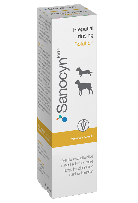 

Sanocyn PREPUTIAL RISING CARE. HOCL latest technology solution. Fight bad smells. No alcohol, colouring and fragrances. Extremly well tolerated. (75 ml). Made