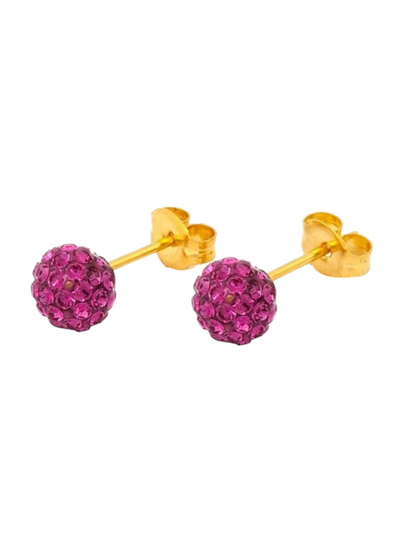 

Caflon Gold Plated Glitterball Fuschia 6mm Earring for Women