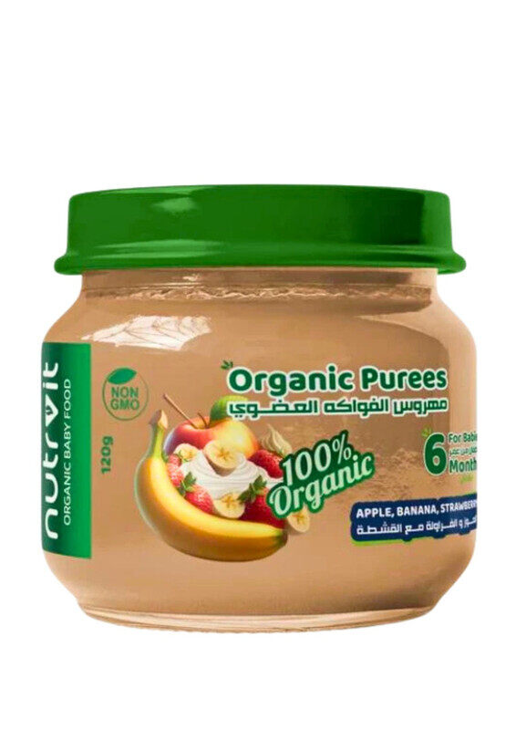 

Nutrvit-Organic Apple, Banana, Strawberry and Cream Puree Baby Food 120 g