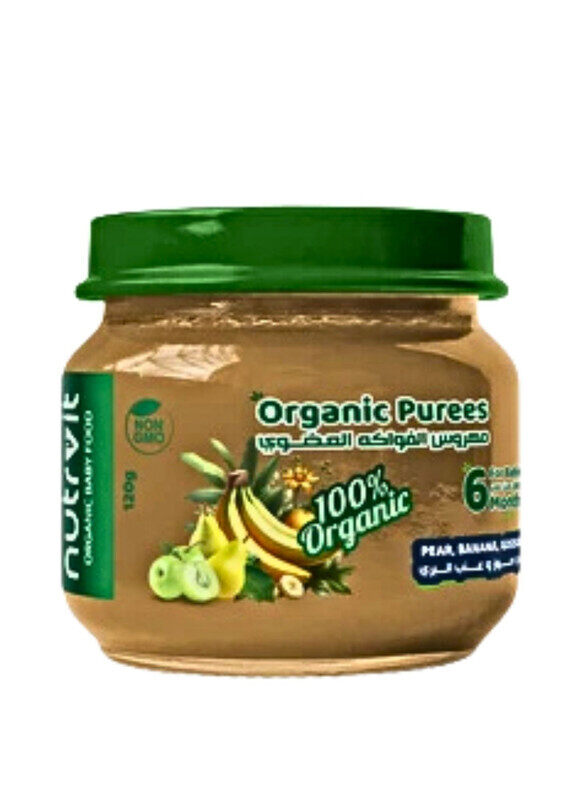

Nutrvit - Organic Baby Food Puree - Pear, Banana & Gooseberry 120g