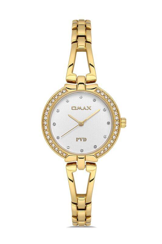 

Omax Original Watches for Women Gold Stainless Classic Strap 31mm White Round Shape Analog Wrist Watch Womens 100% Waterproof Business Casual Wear Gif