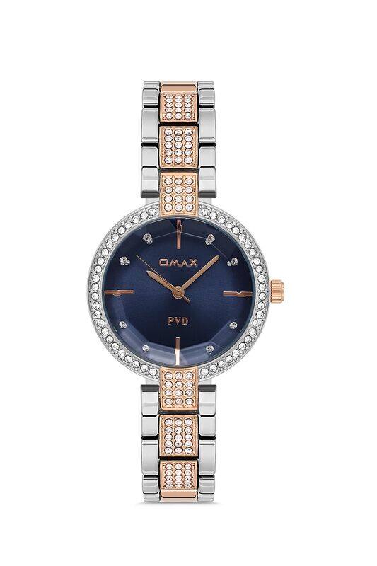 

OMAX Women's Metal PVD-Plating Watch 32 MM with Pattern Dial Watch with Water Resistant - 5 ATM, and Chronograph - Japanese Quartz Analog Wristwatch (