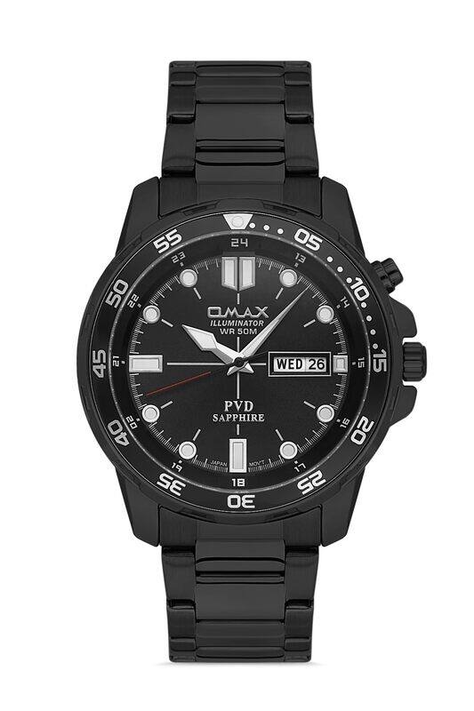 

Omax Watches for Men Full Black Stainless Steel Strap 41mm Date and Time Round Shape Analog Wrist Watch For Men's 100% Waterproof Business Casual Wear