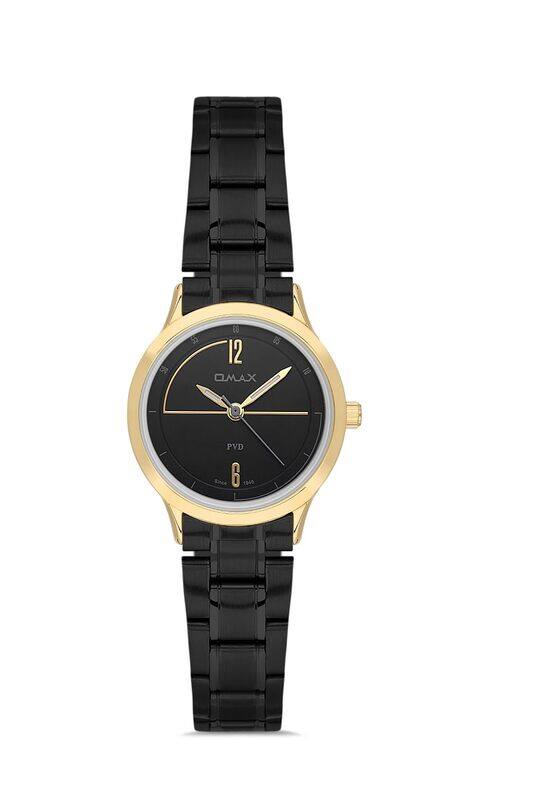 

Omax Original Watches for Women Black Stainless Steel Classic Strap 41mm Gold Crystal Round Shape Analog Wrist Watch 100% Waterproof Formal Business C