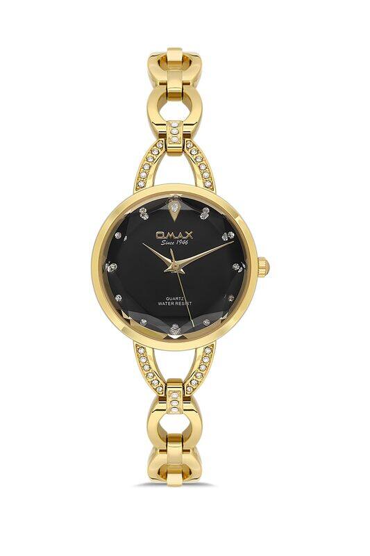 

Omax Original Watches for Women Silver Stainless Classic Strap 31mm Black Round Shape Analog Wrist Watch Womens 100% Waterproof Business Casual Wear G