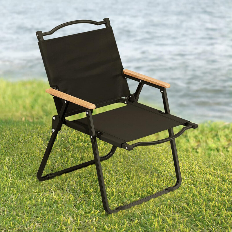 

Manful Free Installation Steel Tube Bracket Outdoor Portable Foldable Camping Chair for Camping Beach Picnic Barbeques Travel, Black