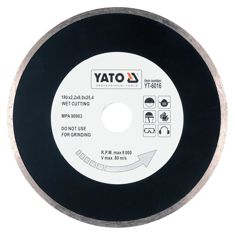 

Yato Diamond Blade Continous Rim 180x2.2x25.4mm YT-6016