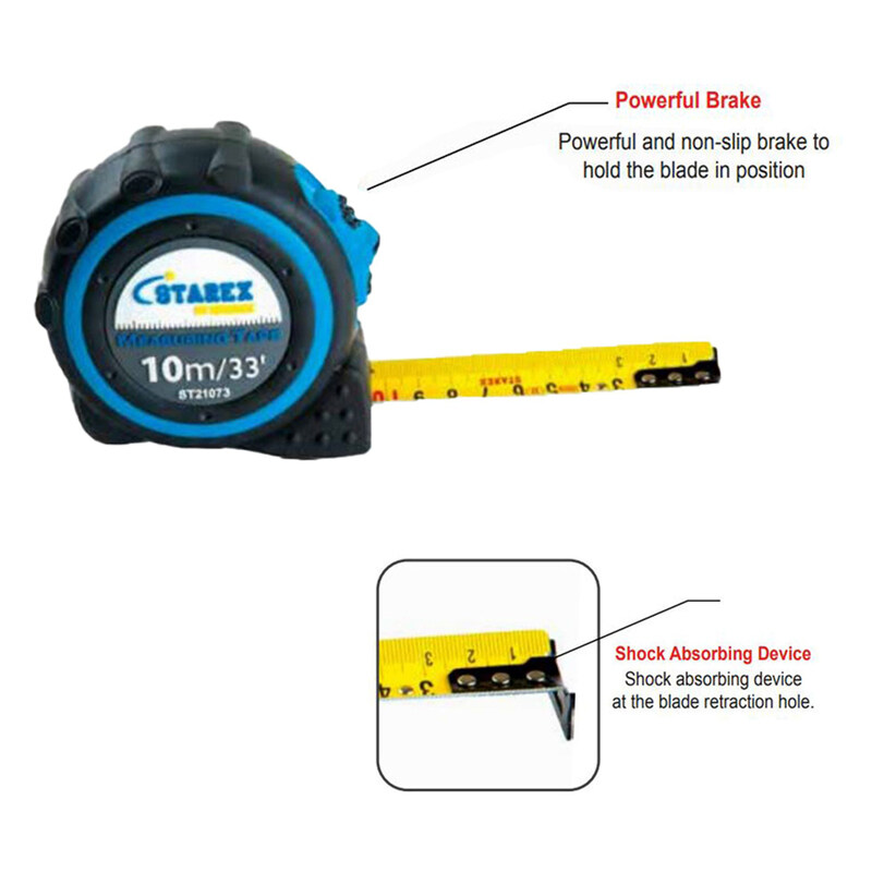 

Measuring Tape 3mx16mm Grey Rubber Double Side Print Blade D/Blister Starex Brnd