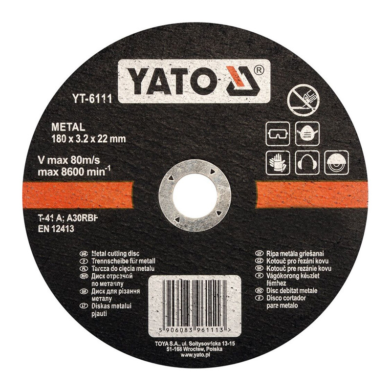 

YATO Metal Cutting Disc 180x3.2x22mm YT-6111